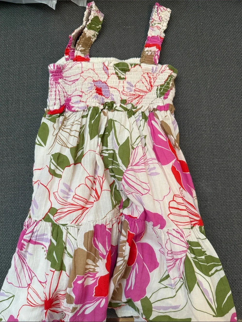 GAP Girls Floral Tiered Dress in Pink, Green & Brown